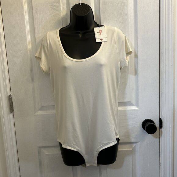 NWT The Nines by HATCH Maternity Bodysuit Ivory Short Sleeve One Piece Size M - Picture 1 of 16